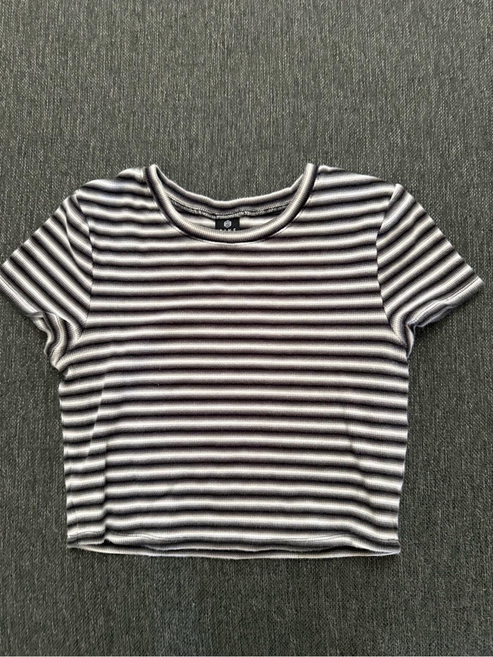 Zine L women’s Striped Ribbed Short Sleeve baby tee Black & White- 90’s style
